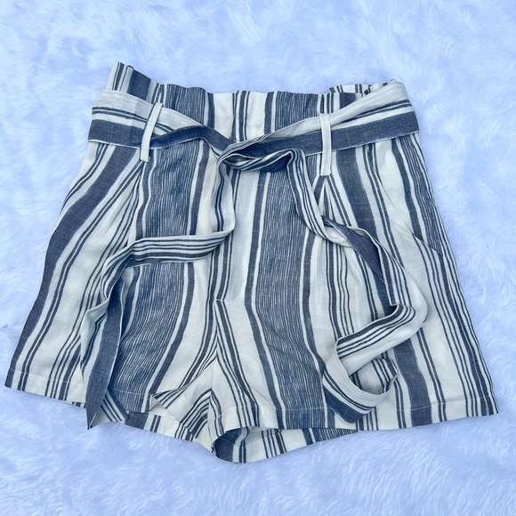 Naked Zebra Blue & White High Waist Striped Shorts - Picture 2 of 6